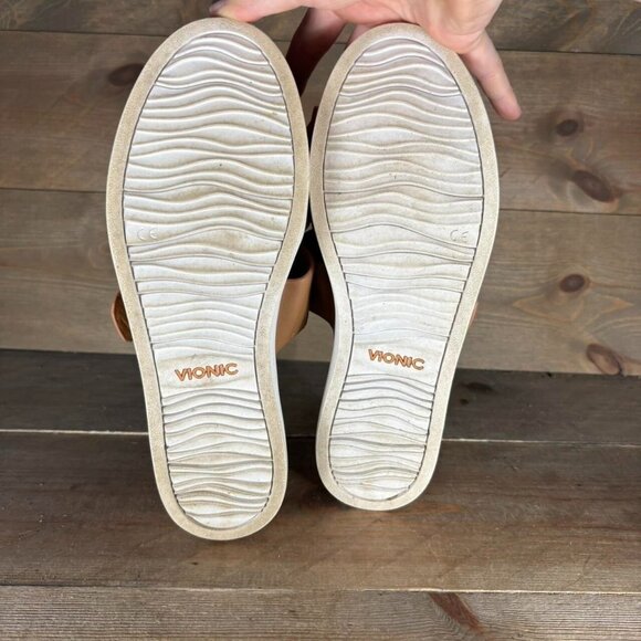 vionic fillmore womens size 8.5 shoes brown leather slip on slide comfort sandal - Picture 7 of 8